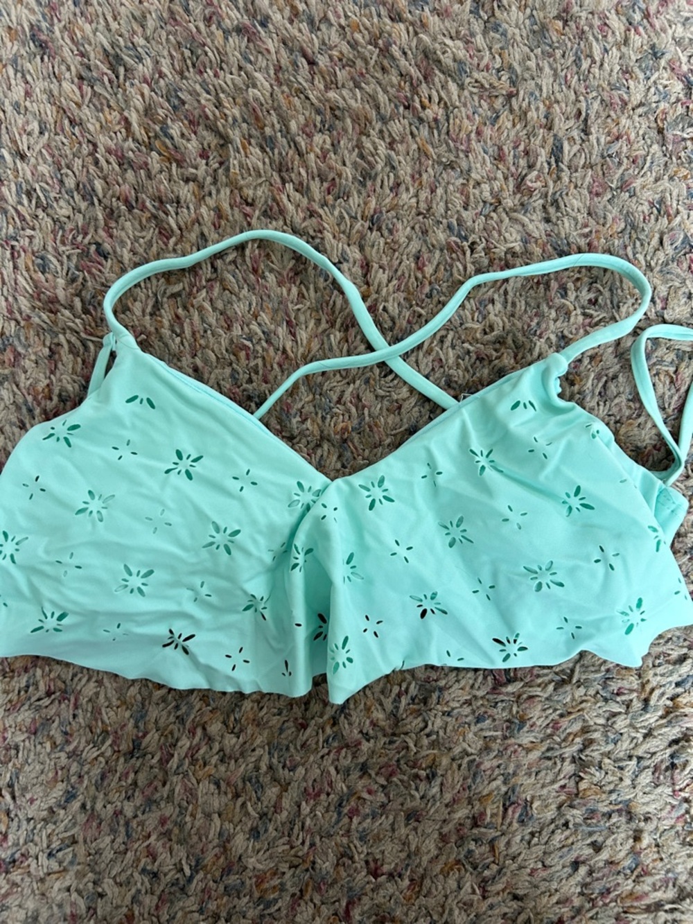 Arizona Jean Company Mint Green Laser-Cut Bikini Top